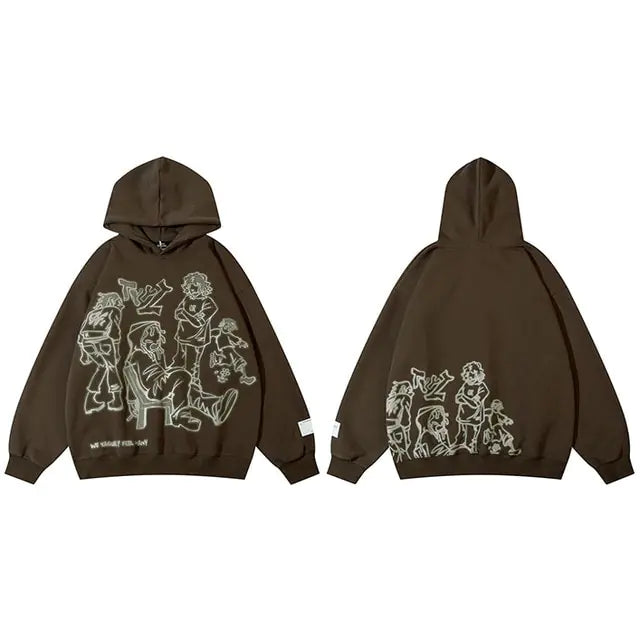 Streetwear Pink and Brown Hoodie