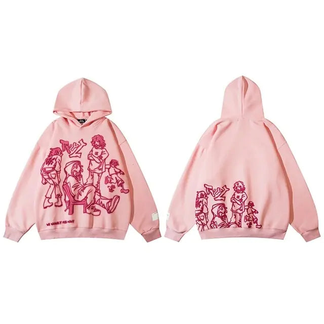 Streetwear Pink  and Brown Hoodie