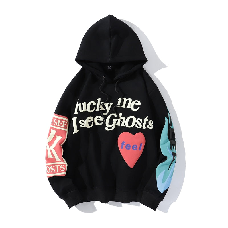 Graffiti Letter Print Plus Velvet Hoodie