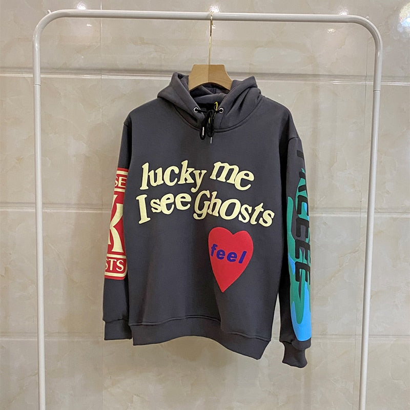 Graffiti Letter Print Plus Velvet Hoodie