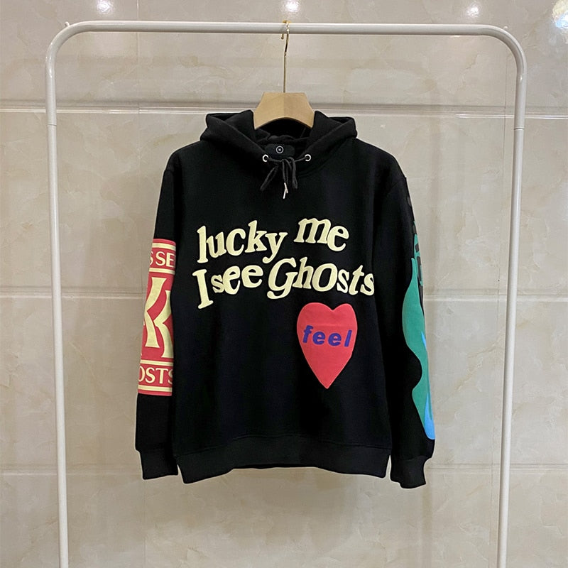 Graffiti Letter Print Plus Velvet Hoodie